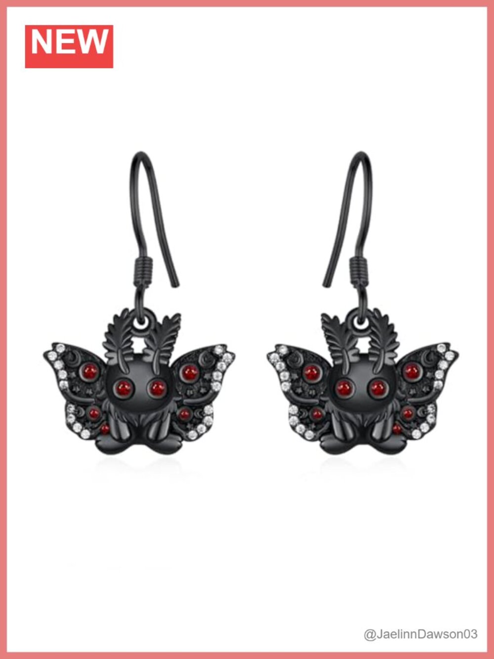 925 Sterling Silver Mothman Dangle Earrings Cryptid Halloween Jewelry